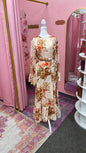 Turkish Style Floral Bell Sleeved Dress