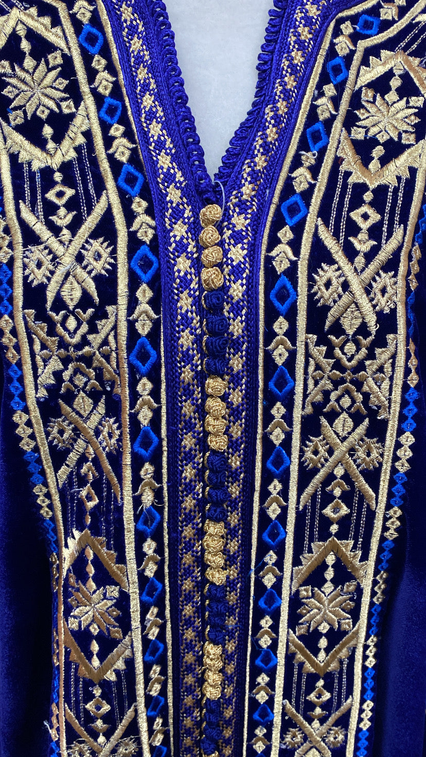 Moroccan Traditional Velvet Caftan Royal Blue