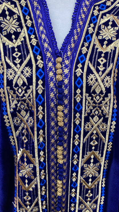Moroccan Traditional Velvet Caftan Royal Blue