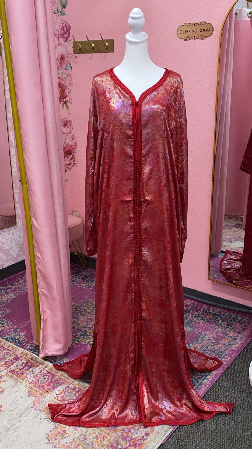 Moroccan Traditional Satin Chiffon 2 Piece Caftan