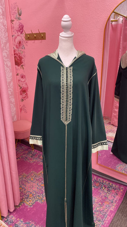 Traditional Moroccan Satin Embroidered Djellaba