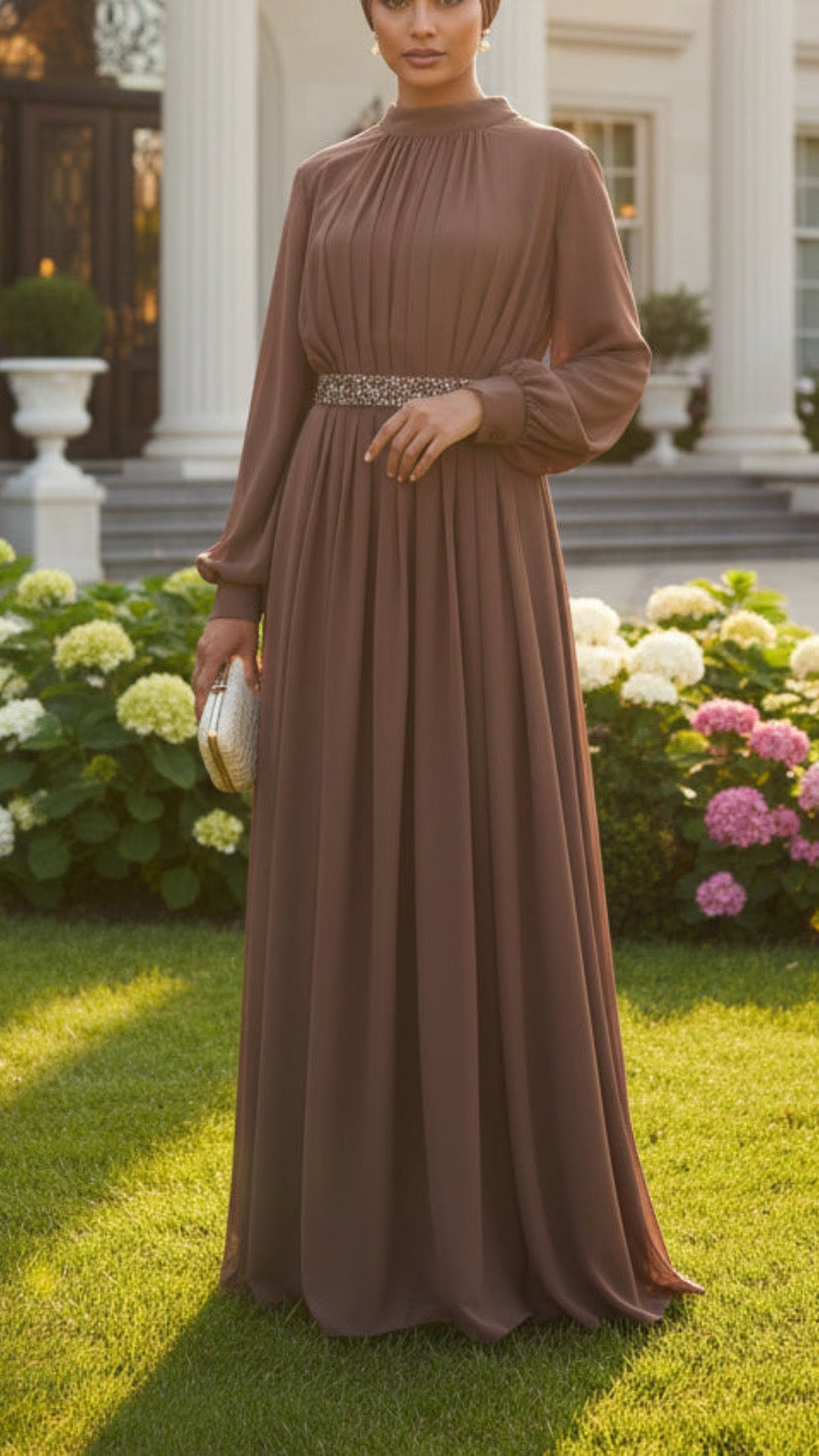 Elegant Chiffon Soft Pleated Gown