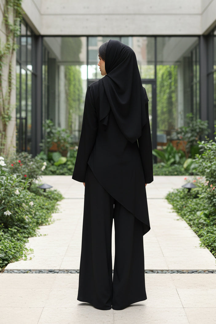 Crepe High Low Top Pant Suit