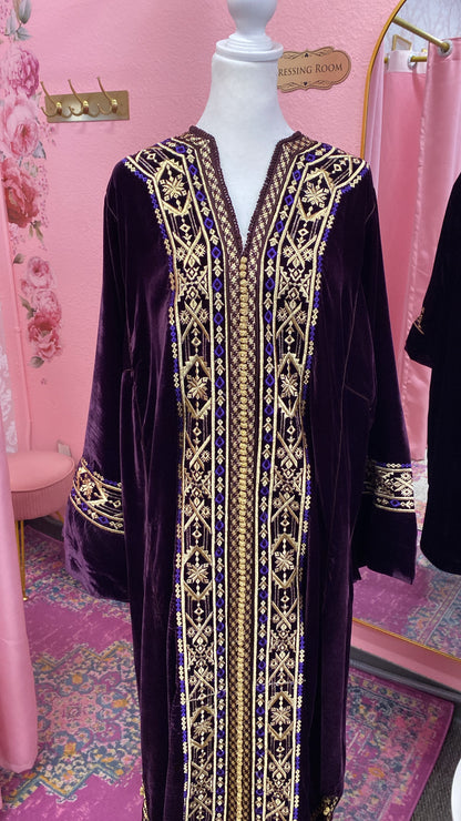 Moroccan Traditional Velvet Caftan Purple