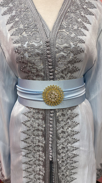 Moroccan Traditional Satin Chiffon Caftan