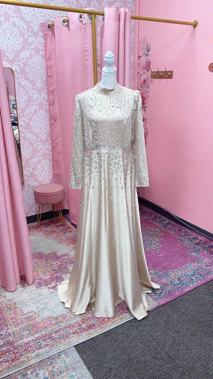 Elegant Turkish Princess Satin Embellished Gown