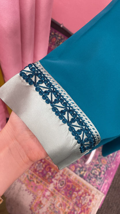 Traditional Moroccan Satin Embroidered Djellaba