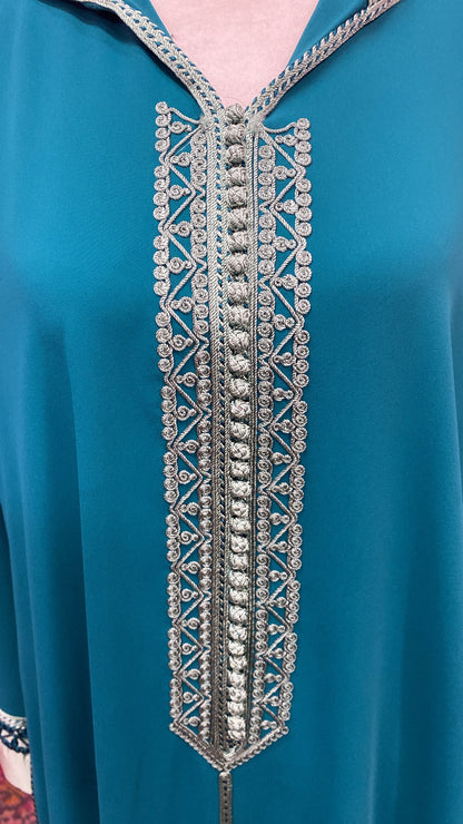 Traditional Moroccan Satin Embroidered Djellaba