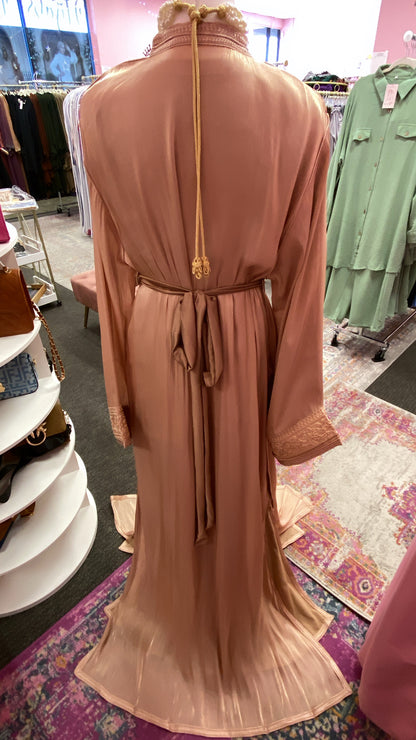 Moroccan Traditional Satin Chiffon 2 Piece Caftan