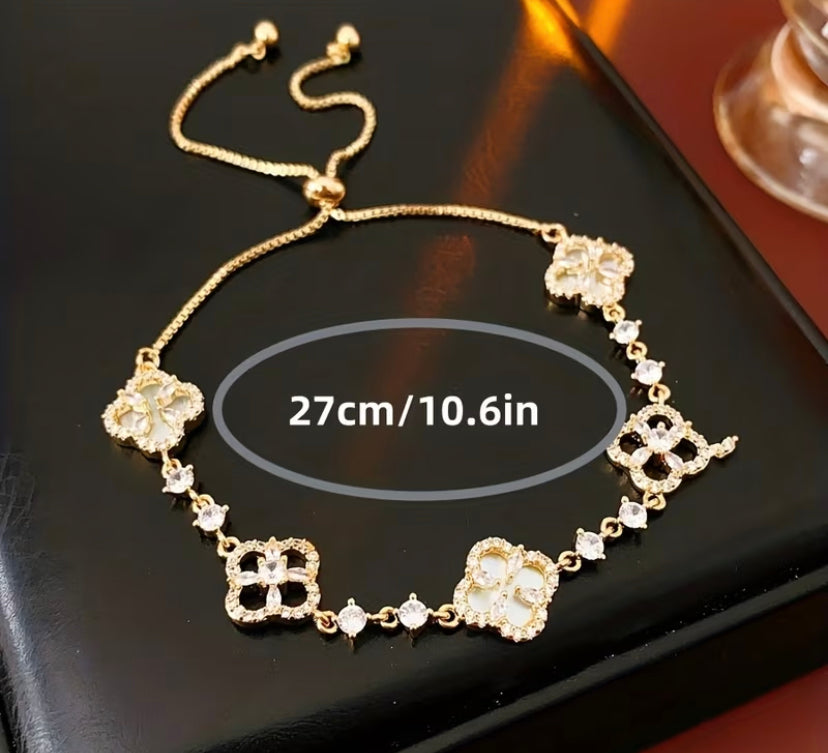 Elegant 18k Plated Floral Style Bracelet