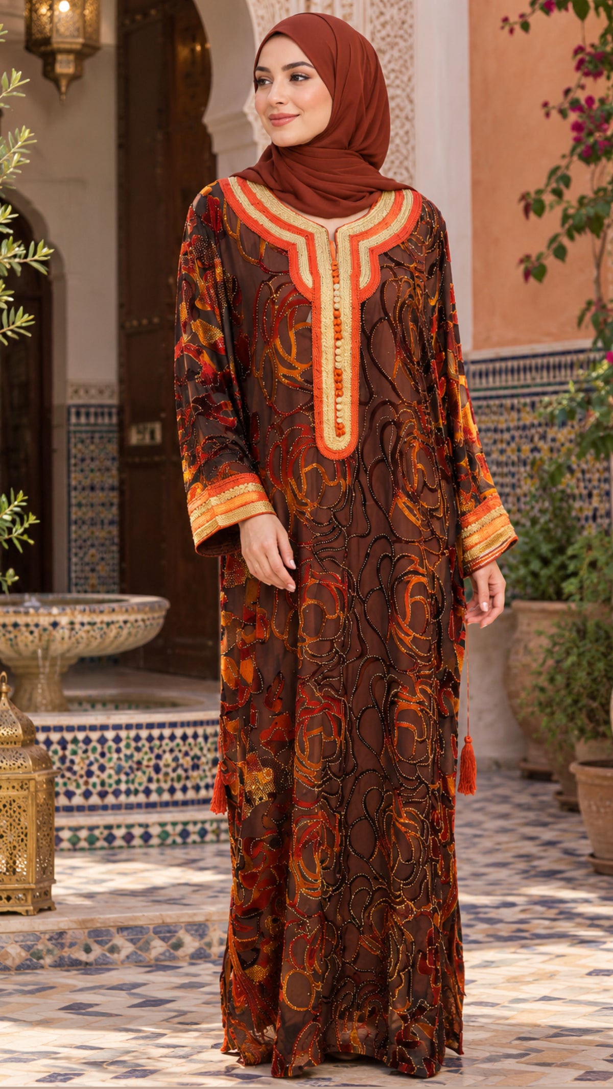 Amber Royale Floral Moroccan Gandoura