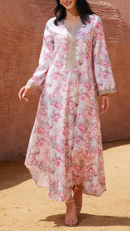 Embroidered Caftan Style Dress