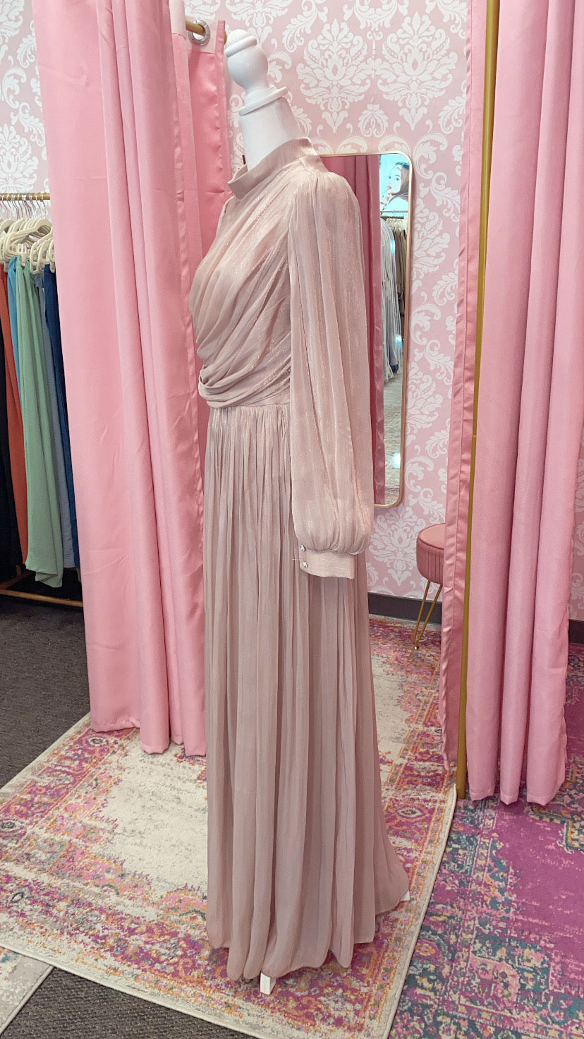 Elegant Turkish Satin Chiffon Gown