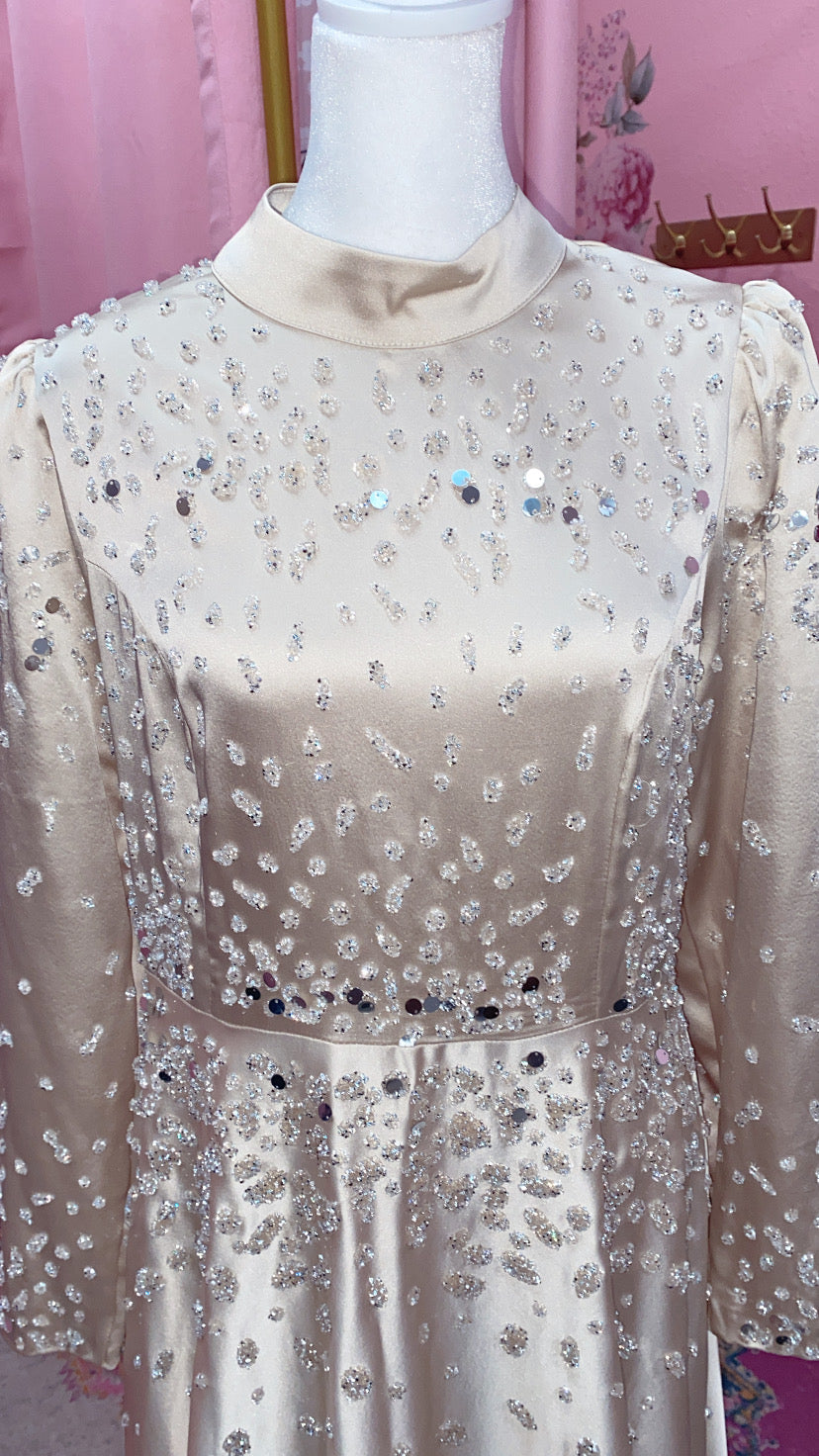 Elegant Turkish Princess Satin Embellished Gown