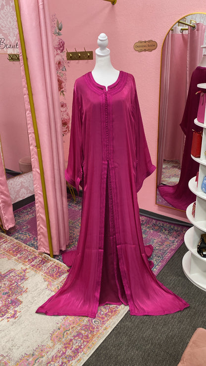 Moroccan Traditional Satin Chiffon 2 Piece Caftan