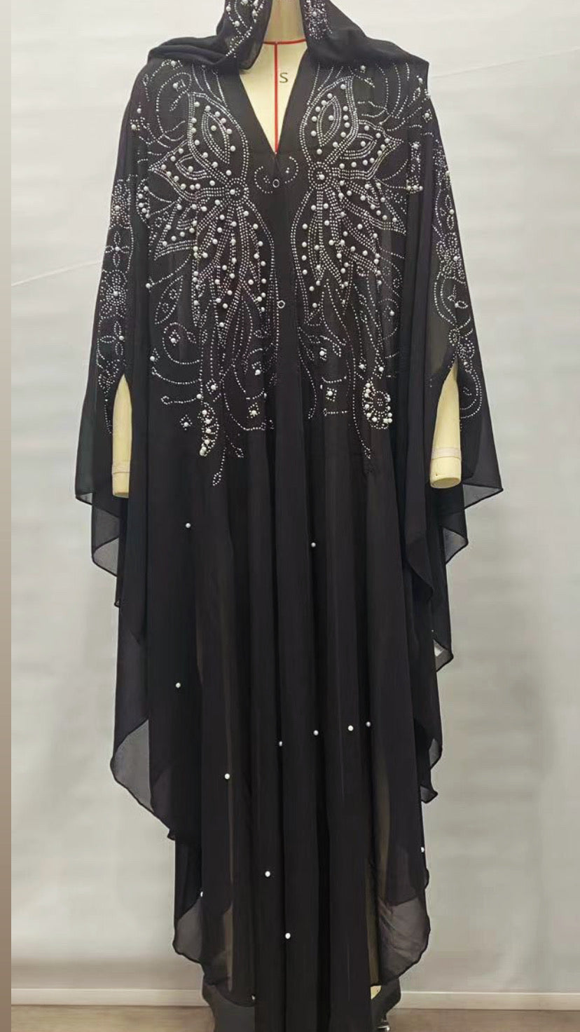 Chiffon Beaded Abaya Cape