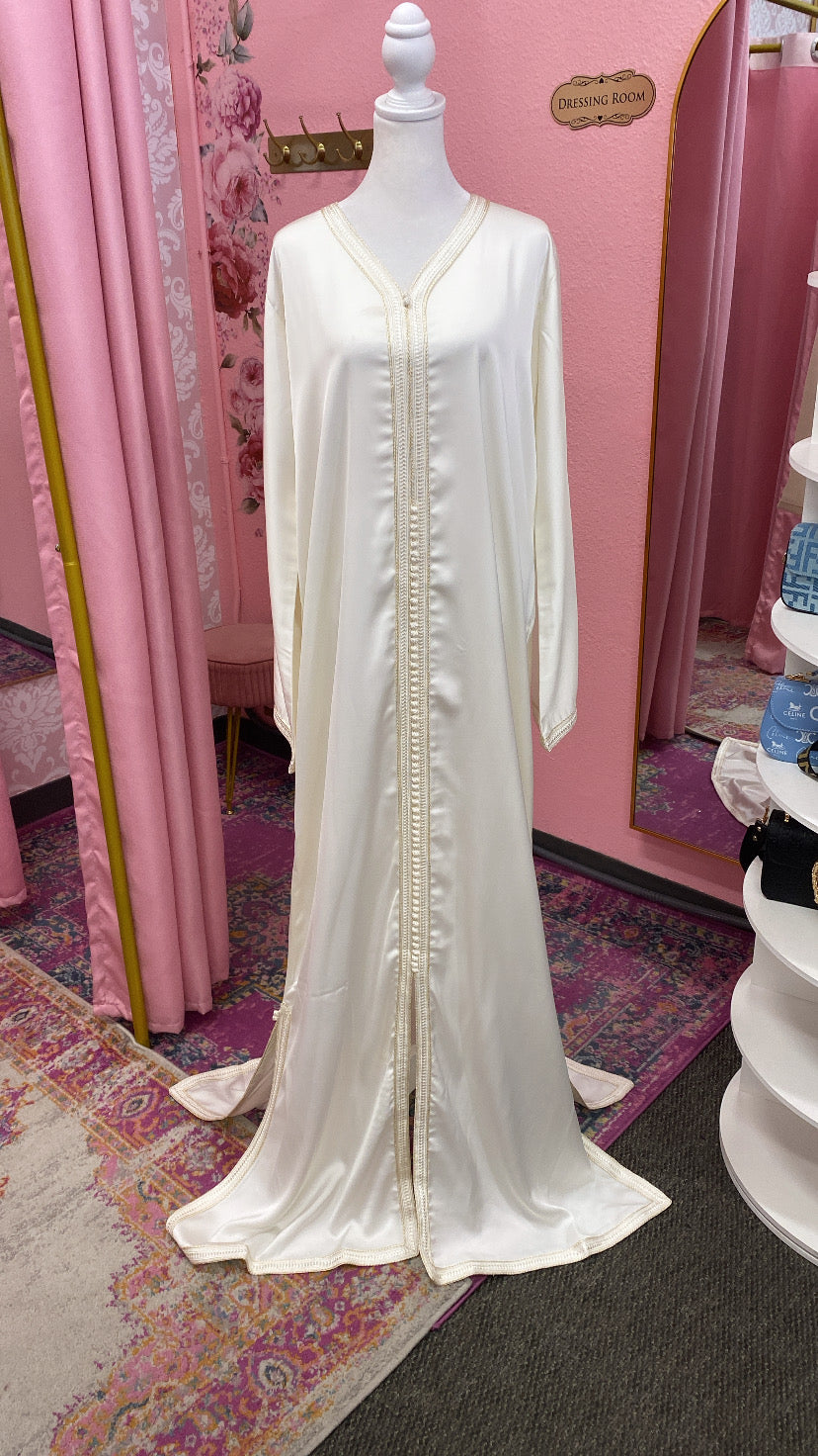 Moroccan Traditional Satin Chiffon 2 Piece Caftan