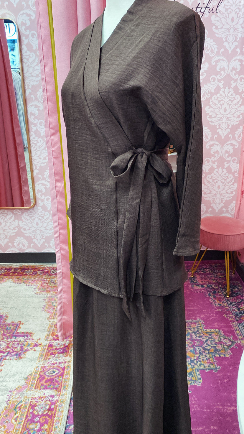 Belted Side Tie Style Skirt Set