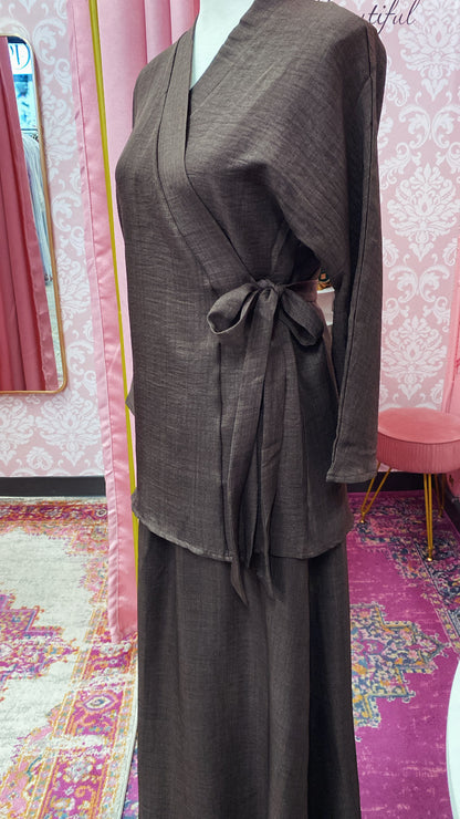 Belted Side Tie Style Skirt Set