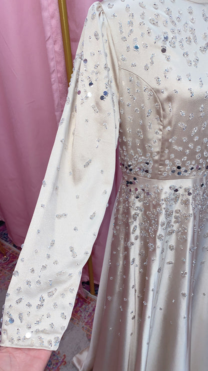 Elegant Turkish Princess Satin Embellished Gown