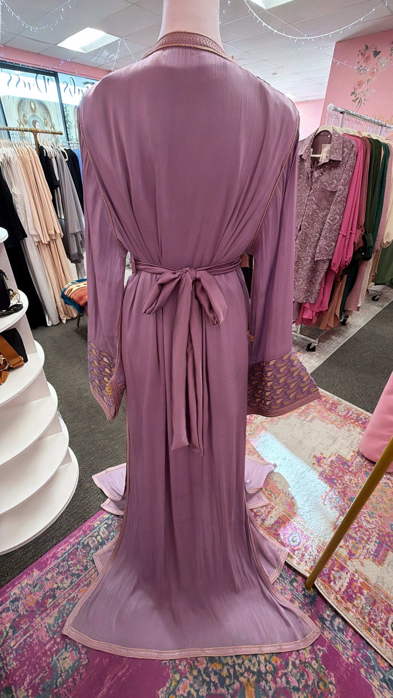 Moroccan Traditional Satin Chiffon 2 Piece Caftan