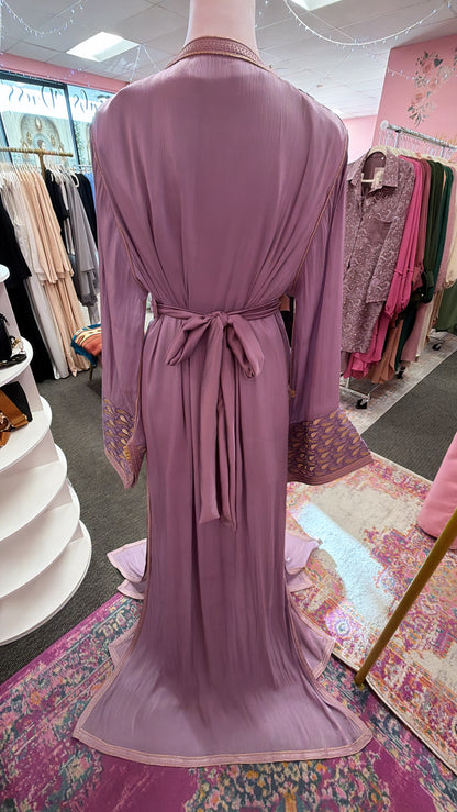 Moroccan Traditional Satin Chiffon 2 Piece Caftan