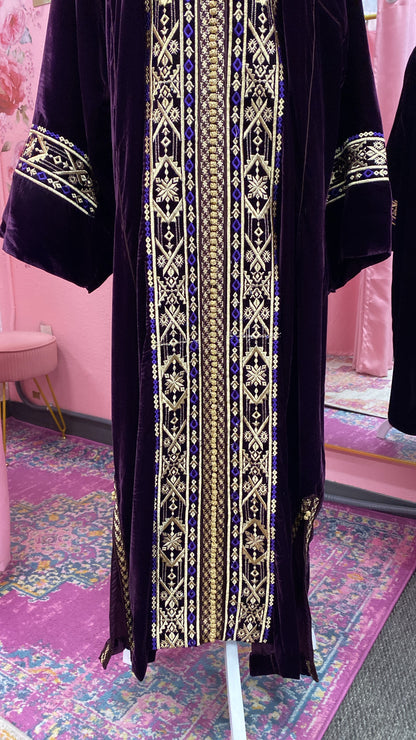 Moroccan Traditional Velvet Caftan Purple