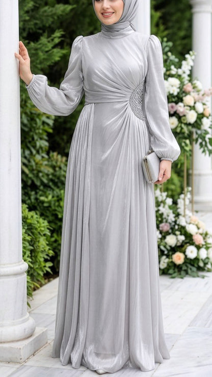 Elegant Silk Chiffon Embellished Gown