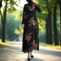 Black Beauty Pleated Floral Chiffon