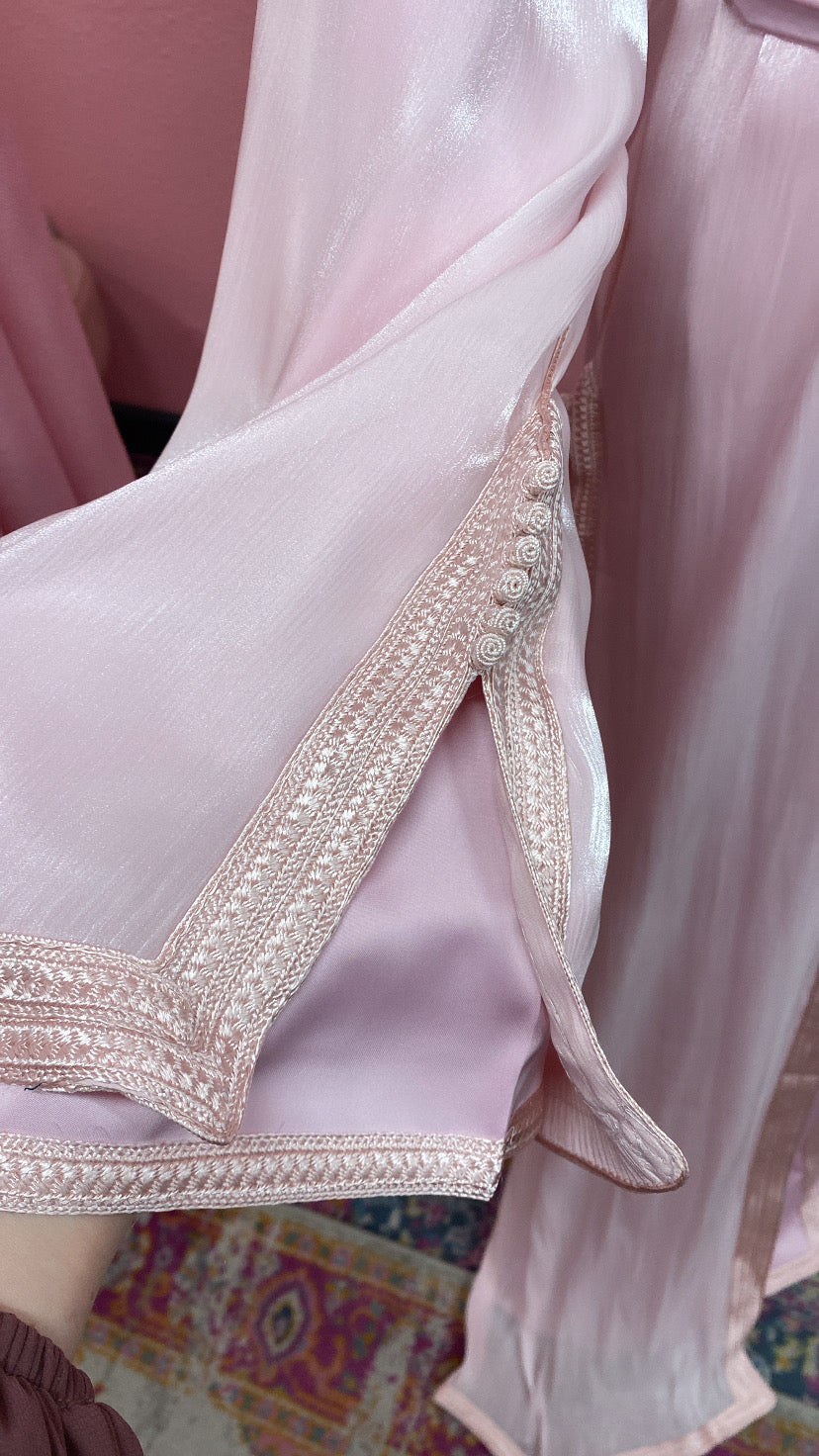 Moroccan Traditional Satin Chiffon 2 Piece Caftan