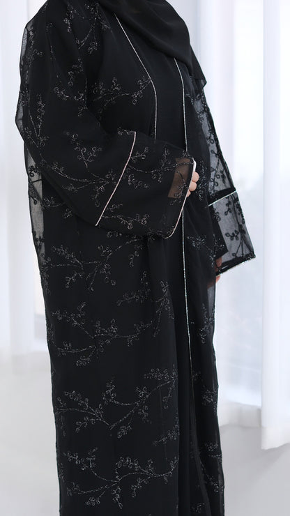 Dubai Style Embellished 2 Piece Abaya Black