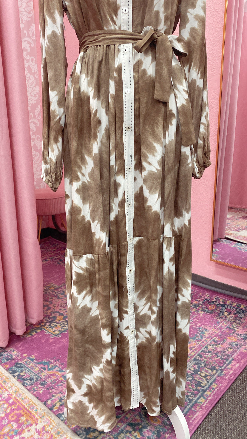 Turkish Tie-dye Button Down Summer Dress Abaya