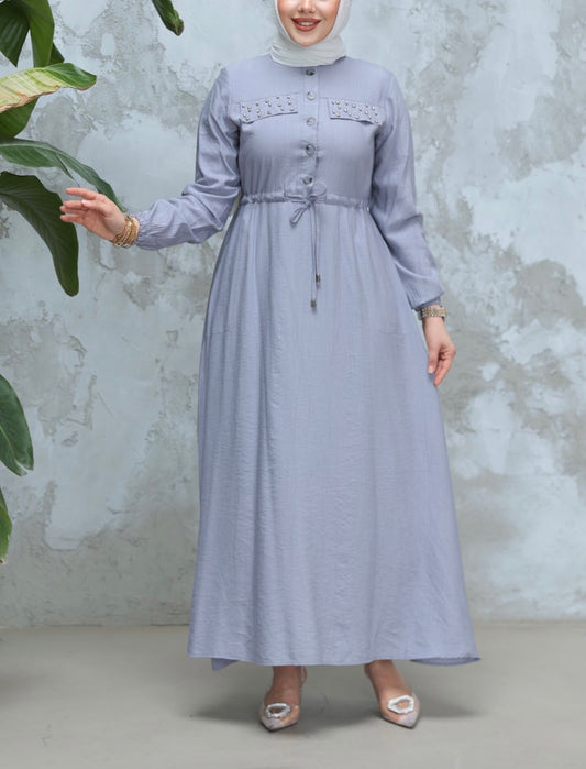 Turkish Embellished Adjustable Waist Tie Dress