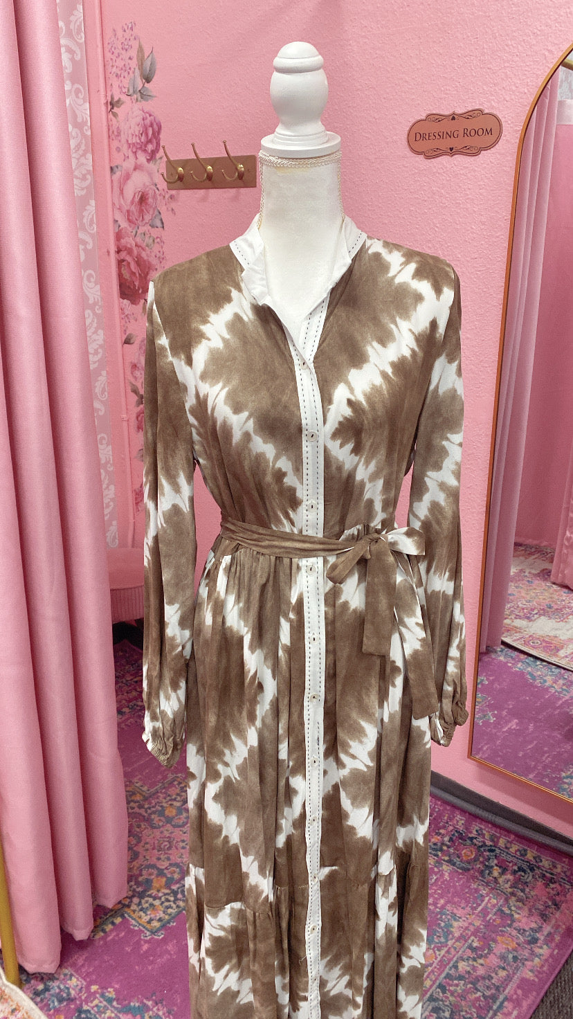 Turkish Tie-dye Button Down Summer Dress Abaya