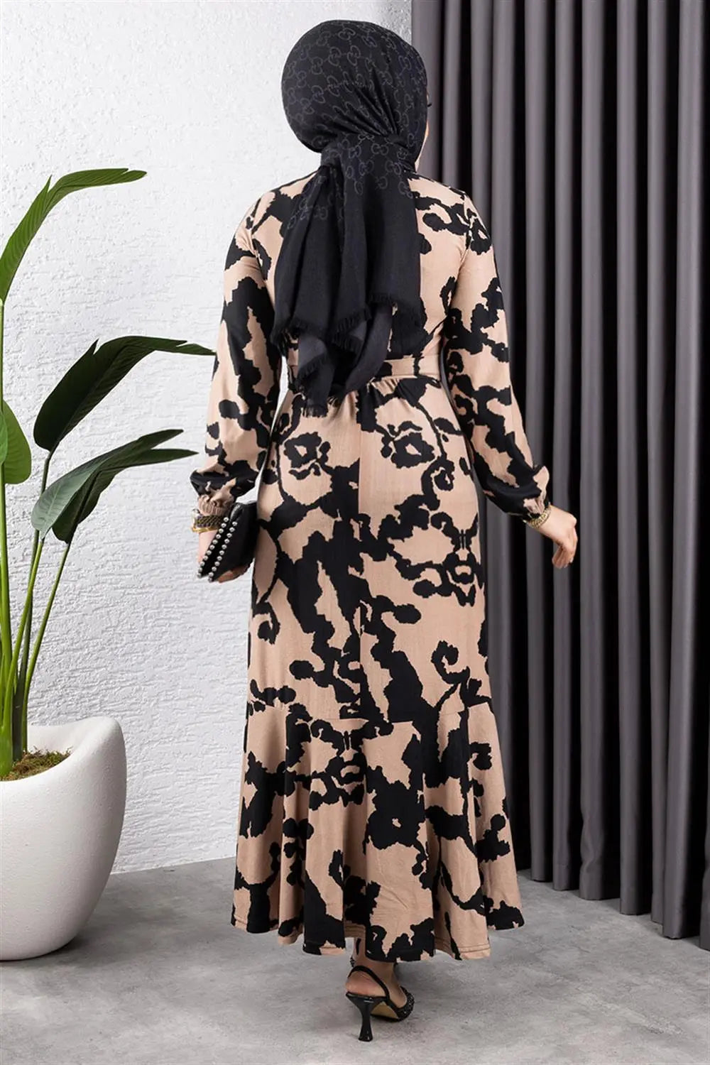 Turkish Buttery Black Faux Suede Dress