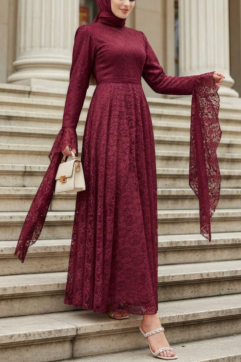 Turkish Lace Maroon Dress