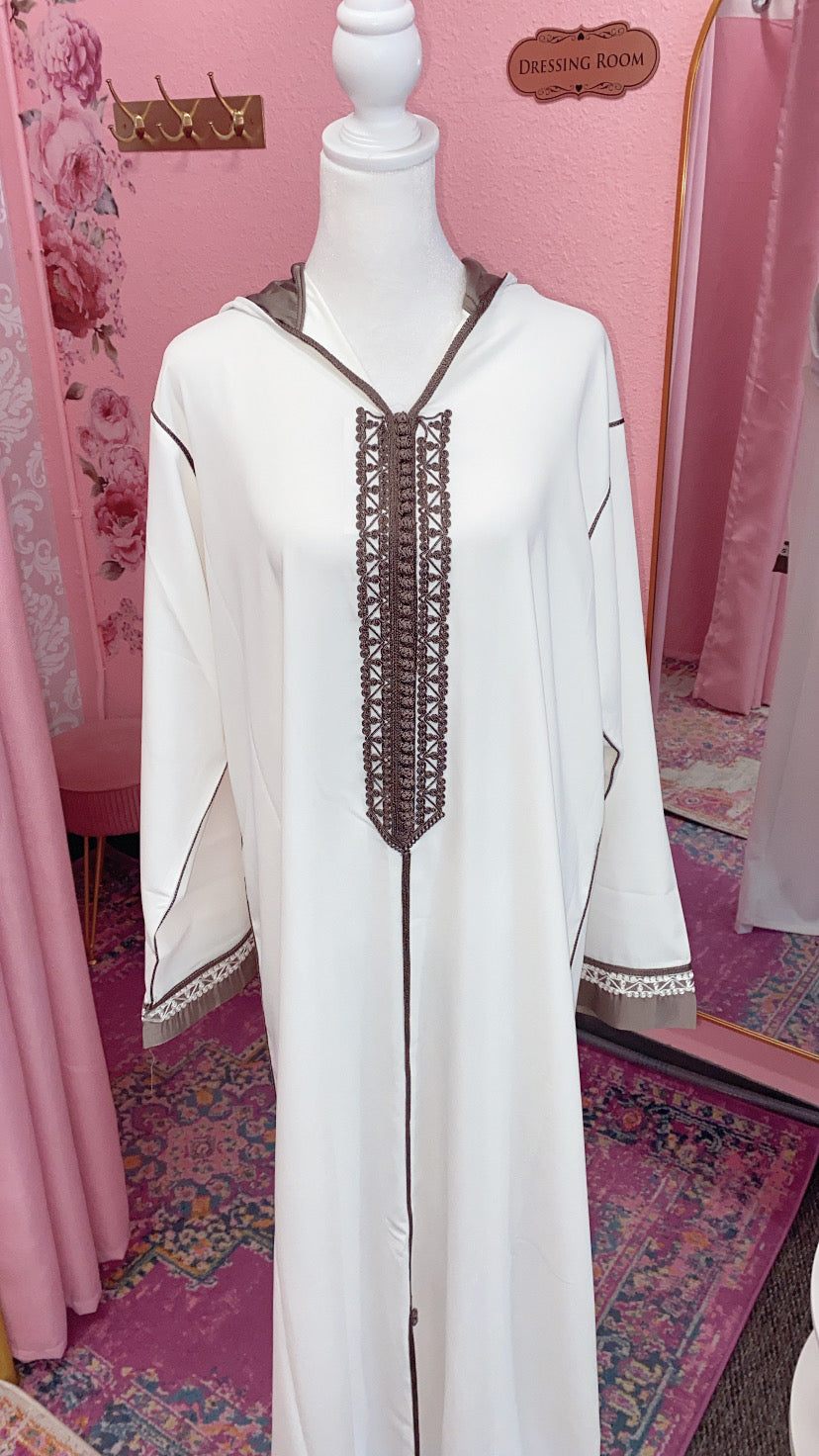 Traditional Moroccan Satin Embroidered Djellaba
