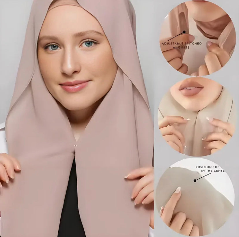 Instant Chiffon Hijab with Built-in Magnets