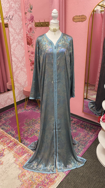 Moroccan Traditional Satin Chiffon 2 Piece Caftan