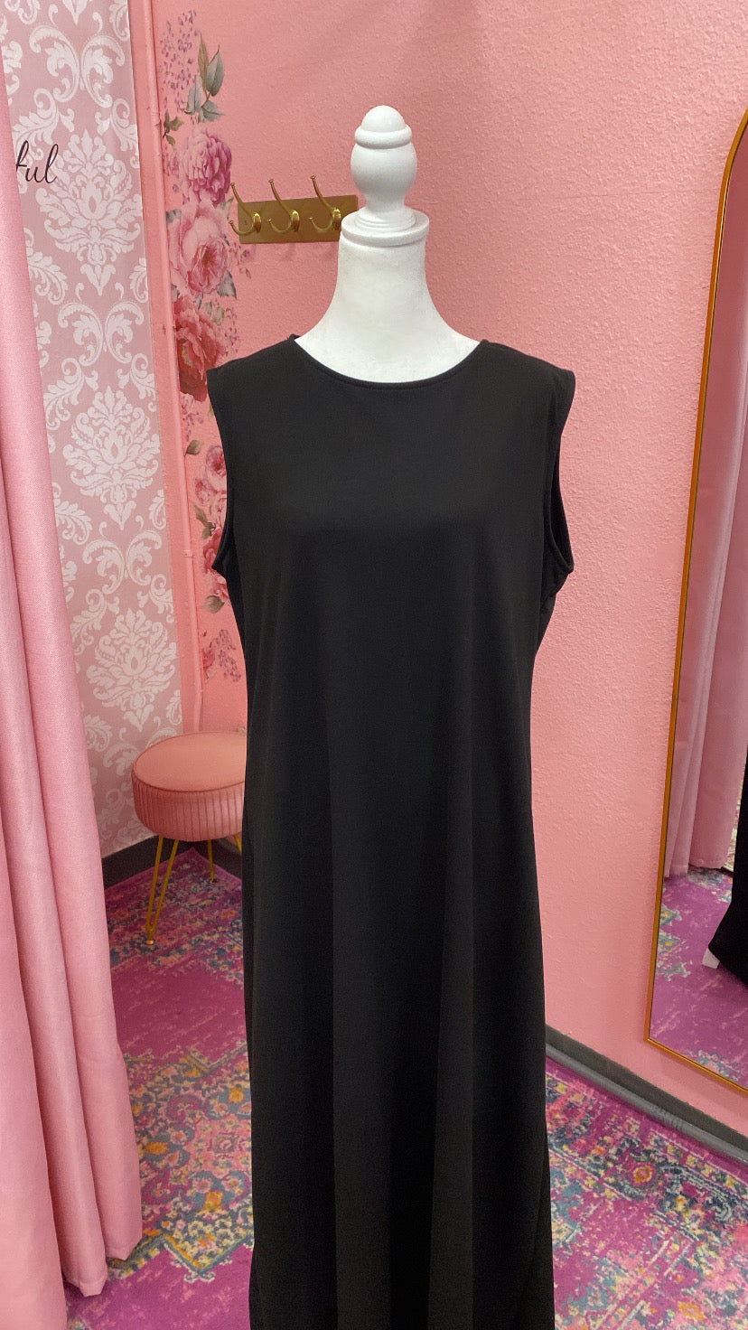 Basic Sleeveless Cotton Dresses (Black,White,Beige)