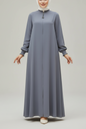 Turkish Style Light Gray Zipper Abaya