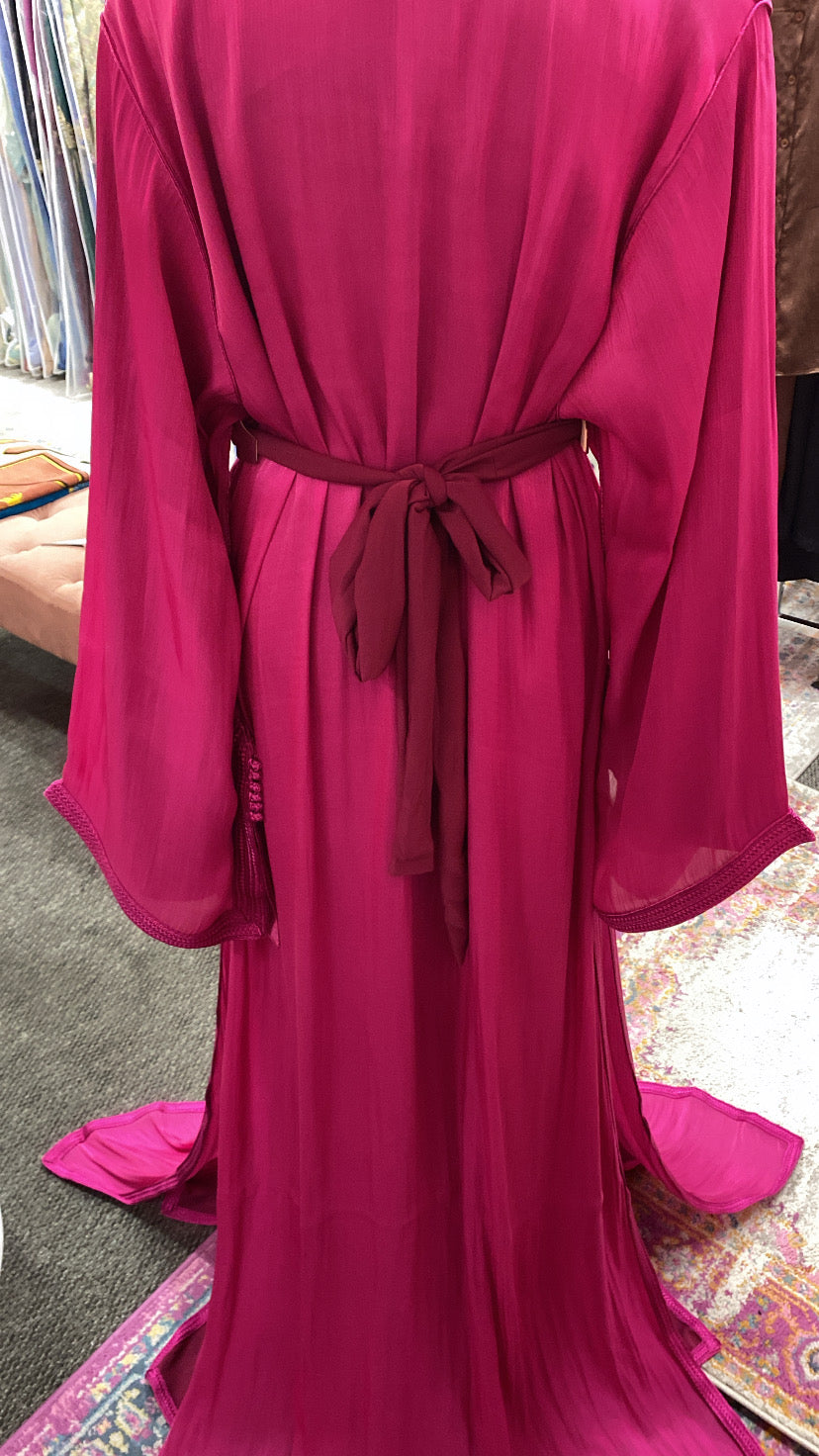 Moroccan Traditional Satin Chiffon 2 Piece Caftan