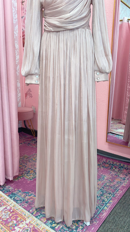 Elegant Turkish Satin Chiffon Gown