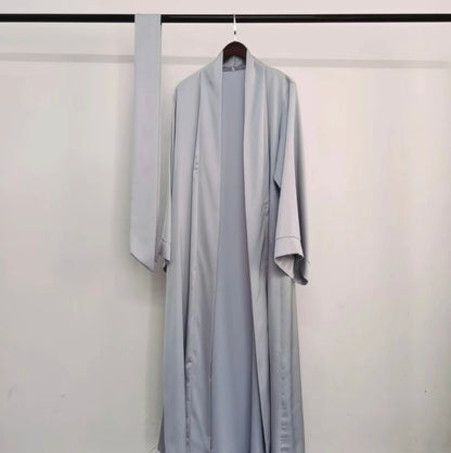 Elegant Satin Open Abaya with Pockets(Multi Colors)