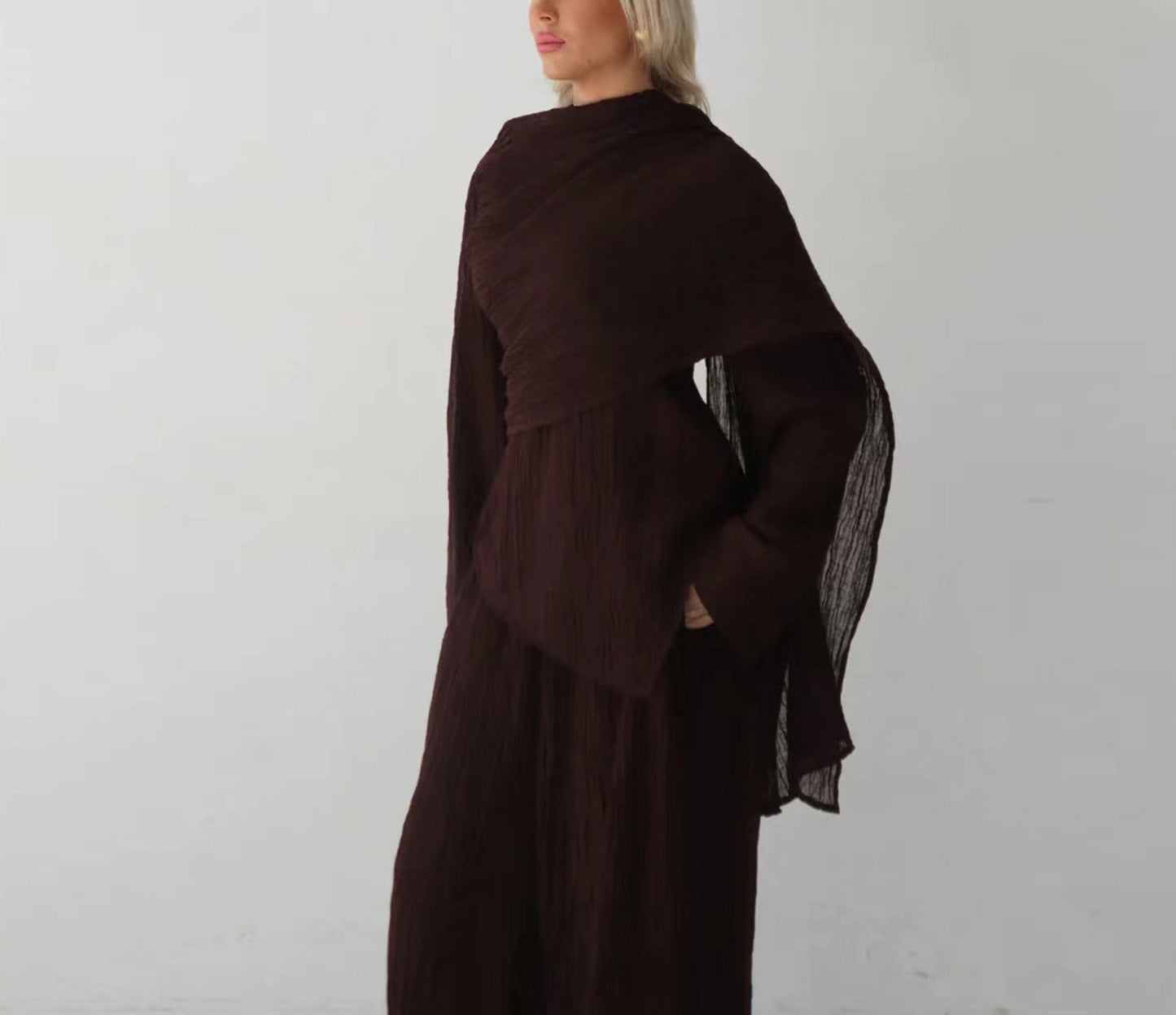 Cowl Neck Top Pant Suit Set