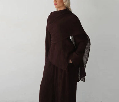 Cowl Neck Top Pant Suit Set