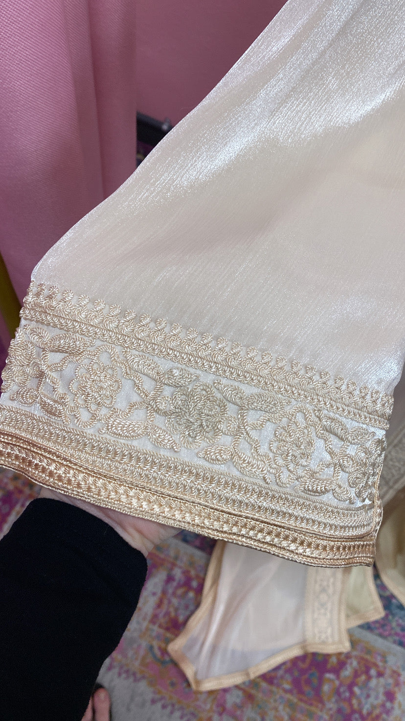 Moroccan Traditional Satin Chiffon 2 Piece Caftan