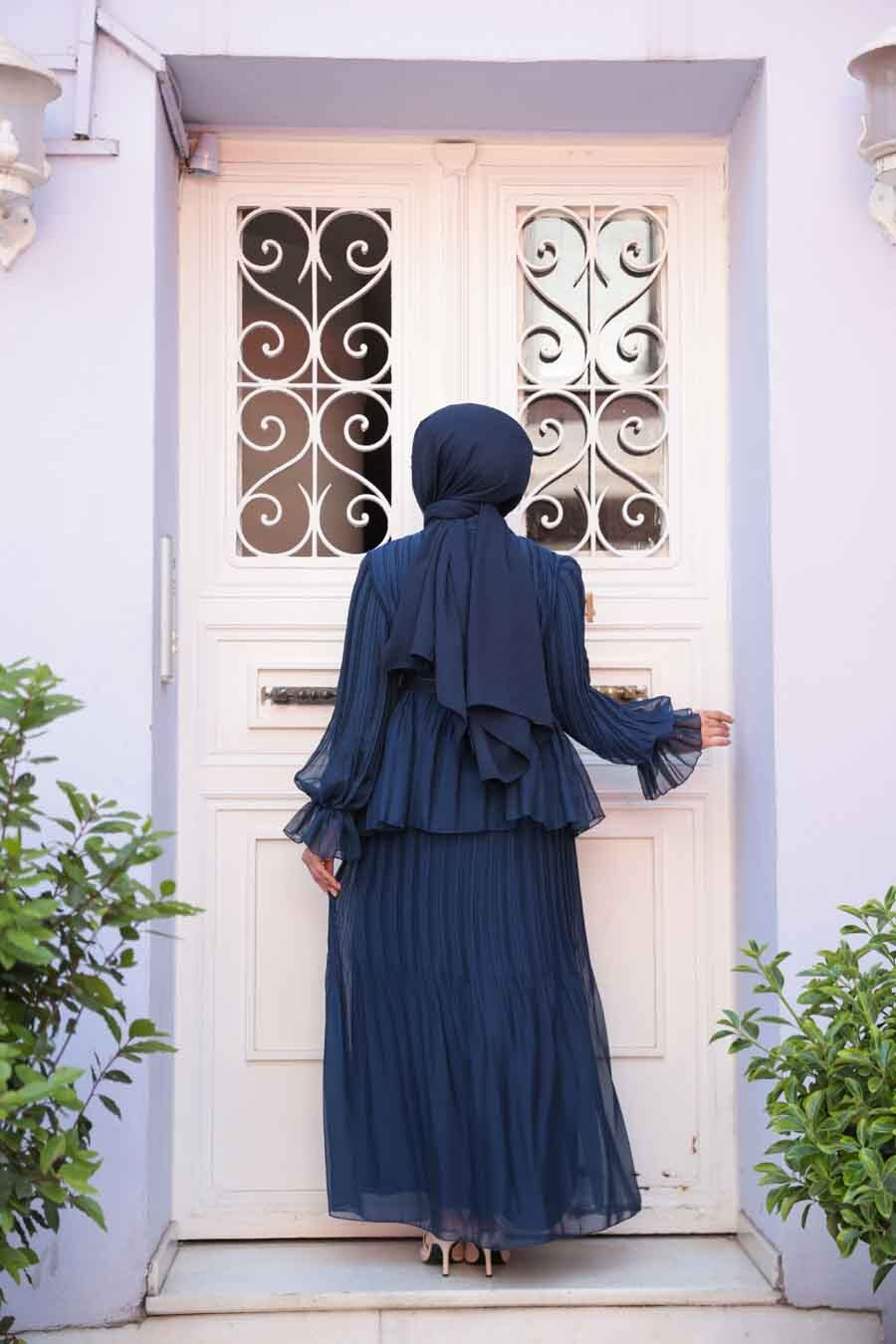 Turkish Style Chiffon Button Down Pleated Skirt Set