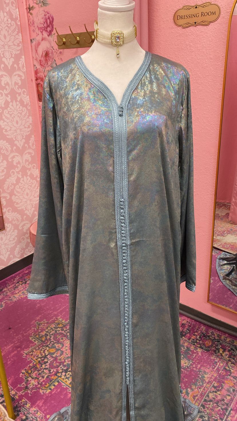 Moroccan Traditional Satin Chiffon 2 Piece Caftan