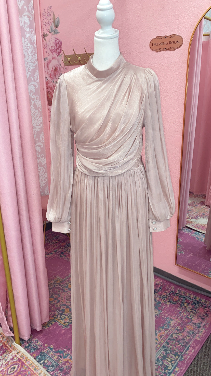Elegant Turkish Satin Chiffon Gown